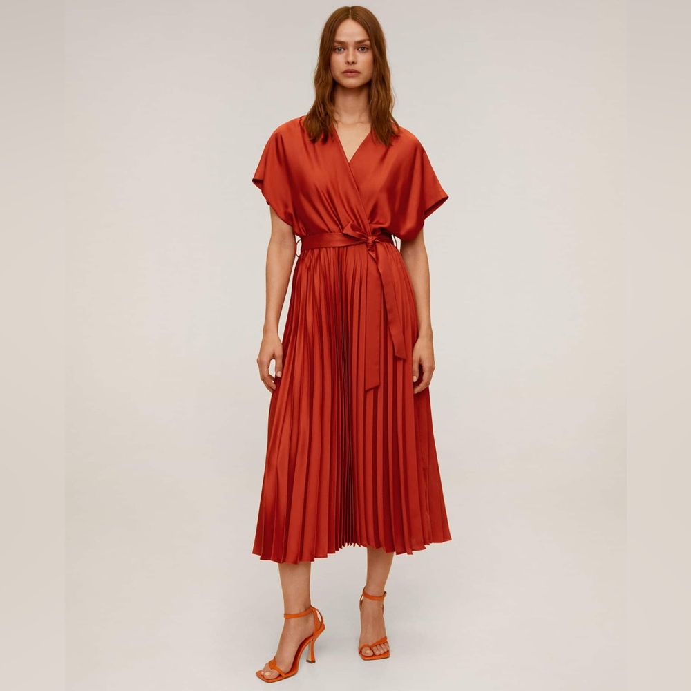Mango Rust Midi Dress